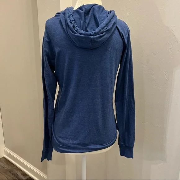 CARIBBEAN SIDE Resort/Souvenir Blue Long Sleeve Knit Hoodie Top L Riviera Maya - Picture 4 of 5